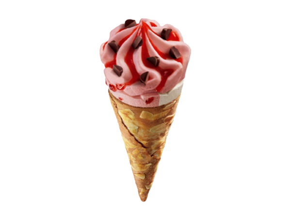 Strawberry ice cream cone
